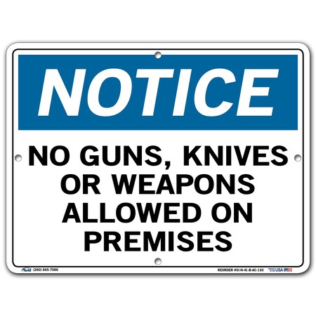 Vestil Aluminum Composite Sign, 9-1/2" Height, 12-1/2" Width, Aluminum Composite, Rectangle, English SI-N-41-B-AC-130